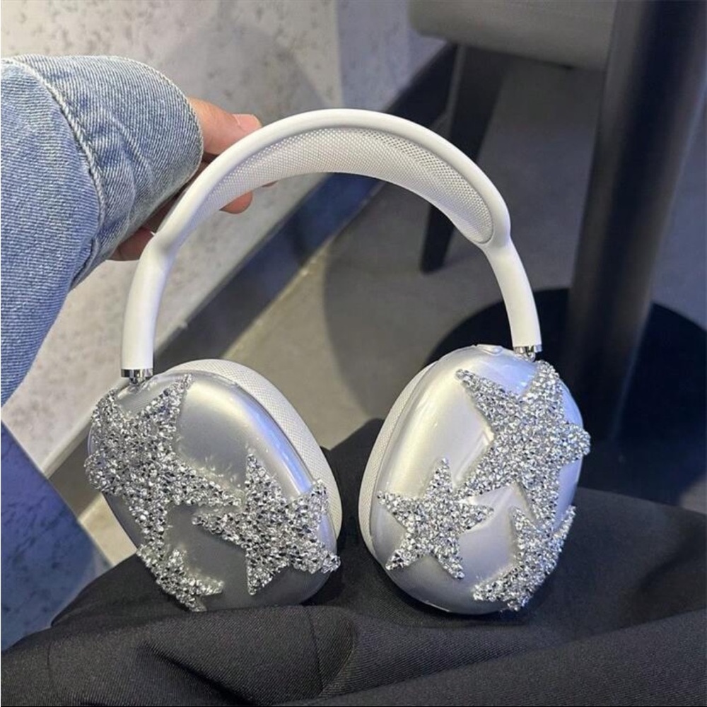 1pc Sweet And Cool Silver Star Protective Case Compatible With Apple AirPods Max